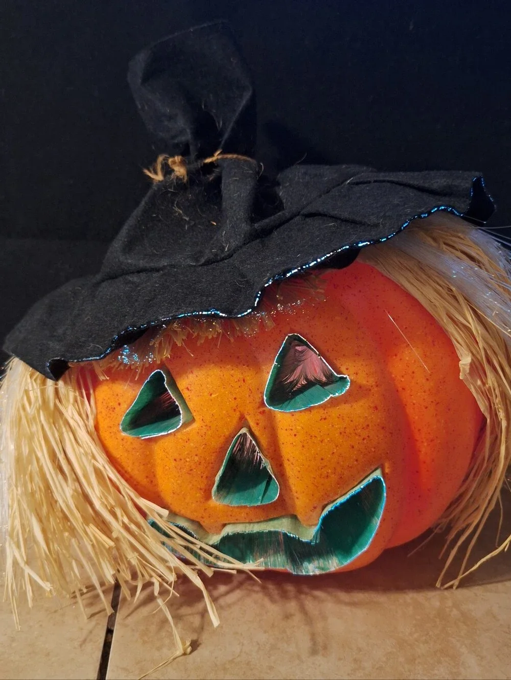 Fiber optic Halloween Jack-o'-Lantern Scarecrow Pumpkin Light Indoor Corded Fall